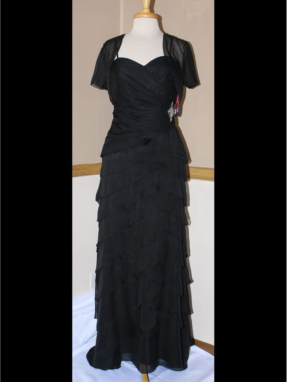 Juliet #1044 Mother Of The Bride Or Groom Dress With Jacket -Size L-Black-NEW